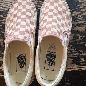 Vans Kids Checkerboard Slip-On Sneakers - Rose Pink & White